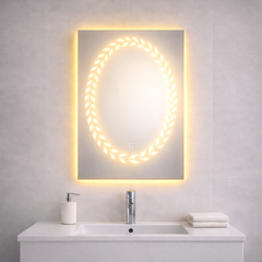 مرآة LED مقاس 70×50 سم – بنمط مصمم