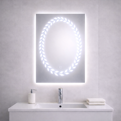 مرآة LED مقاس 70×50 سم – بنمط مصمم
