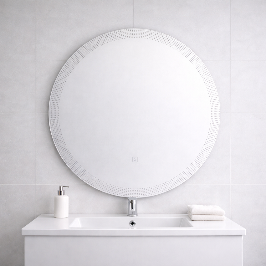 مرآة حمام دائرية بإضاءة LED مقاس 60×60 سم