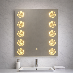 مرآة LED بنقشة زهور مقاس 60×60 سم