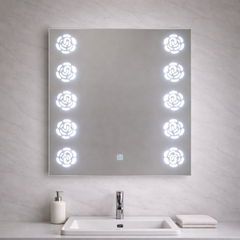 مرآة LED بنقشة زهور مقاس 60×60 سم