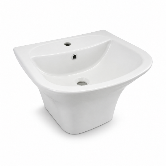 Flora White Rounded Wall-Hung Basin 44x55cm