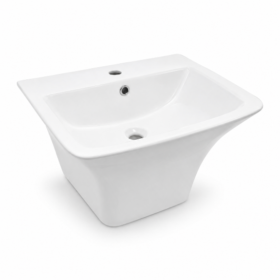 Flora White Square Wall-Hung Basin 45x53cm
