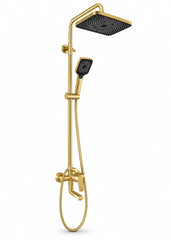 Brushed Gold Rain Shower Set with Bath Spout