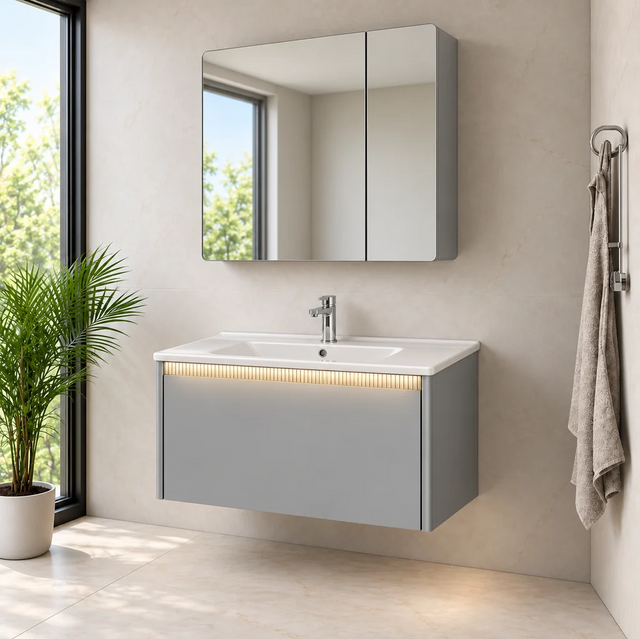 Flora F871A-WD Vanity with Mirror Cabinet 80cm