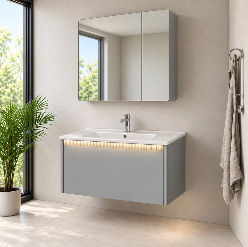 Flora F871A-WD Vanity with Mirror Cabinet 80cm