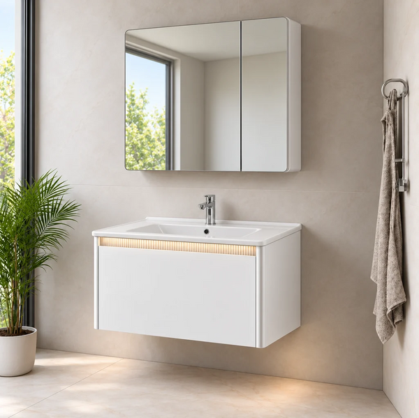 Flora F871A-W Vanity with Mirror Cabinet 80cm